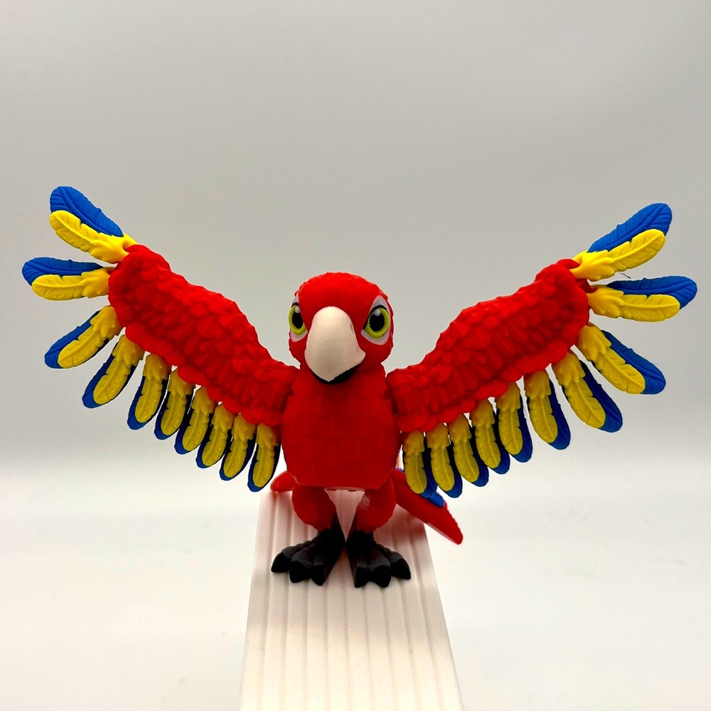 3D printed Scarlet Macaw parrot Fidget Toy Fun Collectible Stress Re…